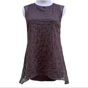 Brunello Cucinelli brown sleeveless sequin lined top XS